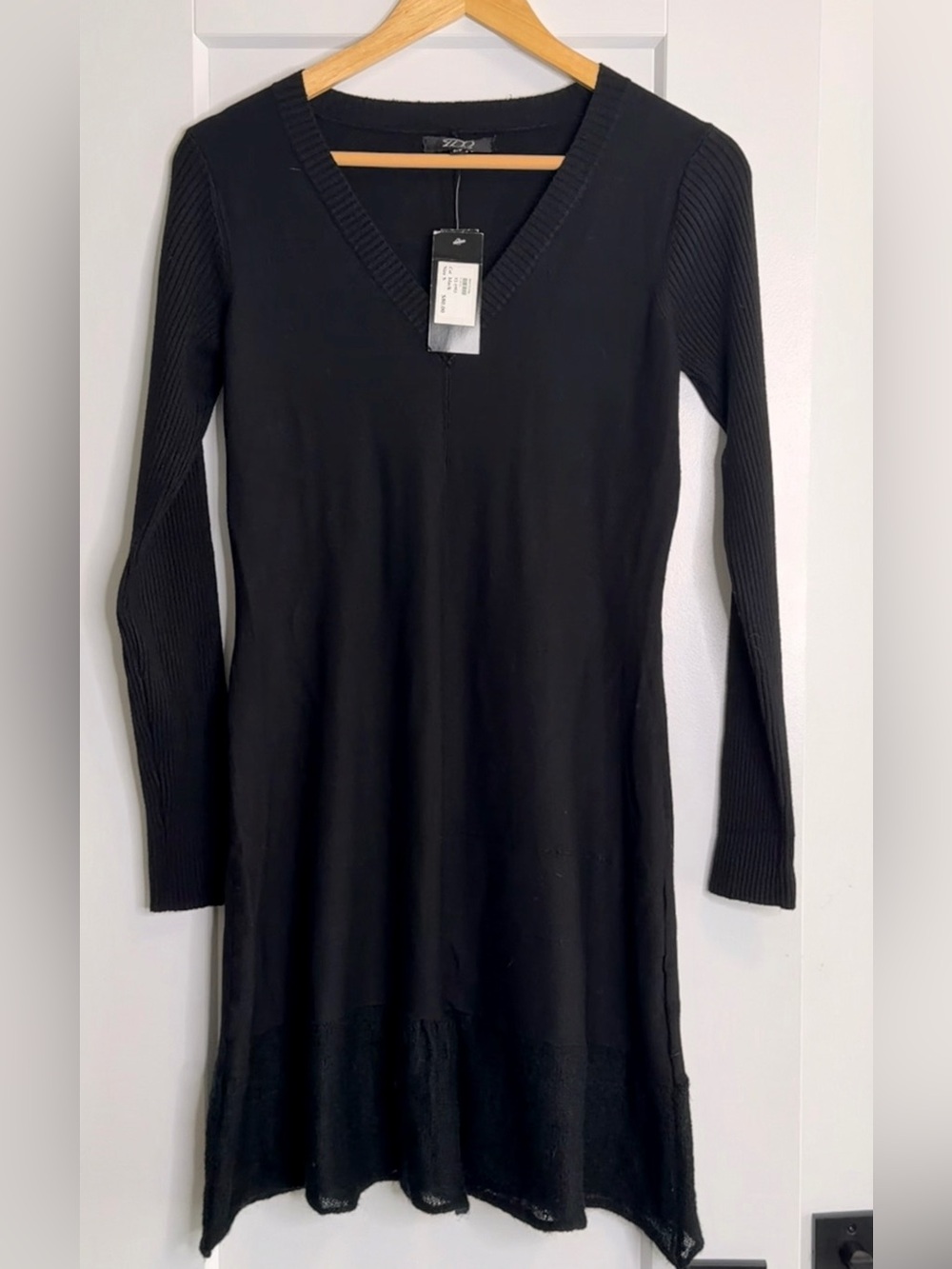 💚2 for $60-Black V-Neck Long Sleeve Knit Dress - Classic Women’s Style